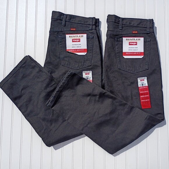 Rustler Jeans by Wrangler Mens 36 x 30 Black Regular Fit Straight Leg LOT OF 2 - Picture 1 of 14